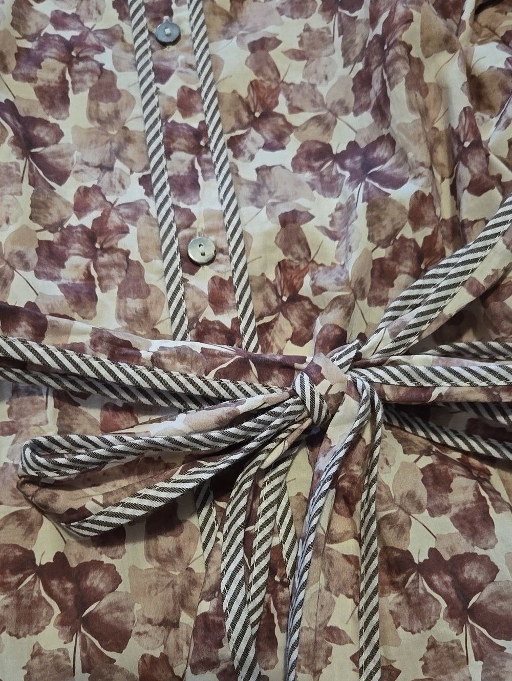 NWT Entro Brown Floral Midi Shirt Dress with Tie Waist - S - Picture 5 of 8